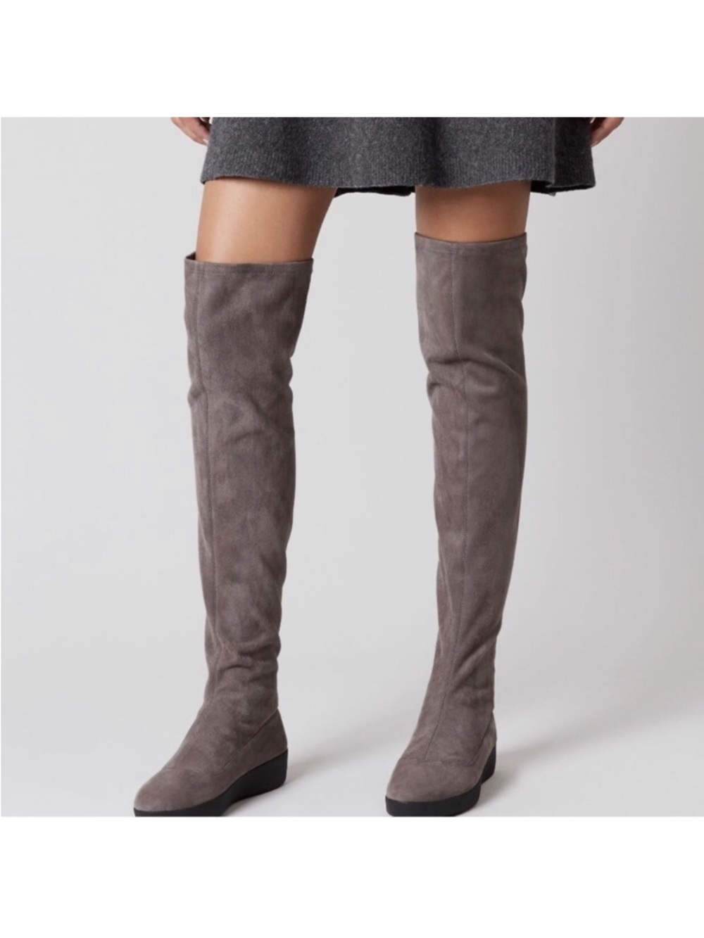 Fitflop Alice Over-The-Knee Sock Boots Steel Grey Size 7